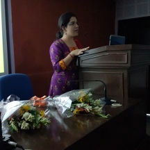 Vasudha Mehta, Co-founder of JAAGRUTI holding the awareness session